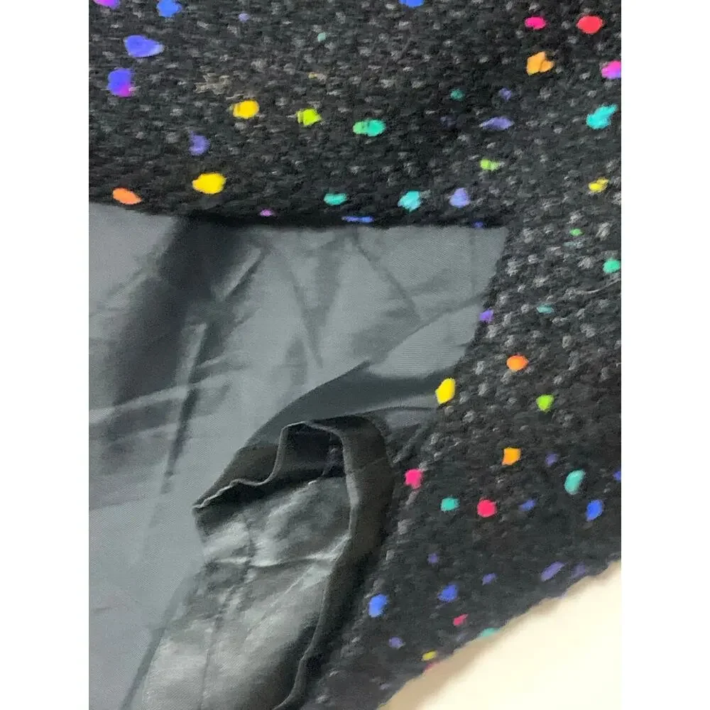 Kate Spade Black Wool Blend Tweed Pencil Skirt‎ Multi Color Pop Speckle sz 10